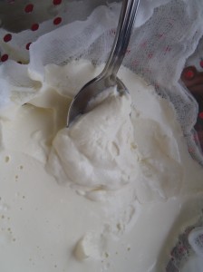 Spooning rich, thick mascarpone