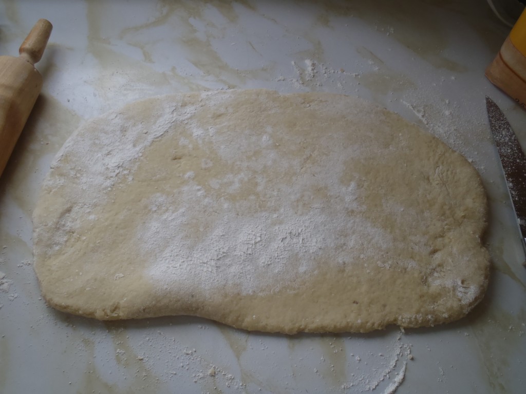 Rolling out the dough for potato dumplings