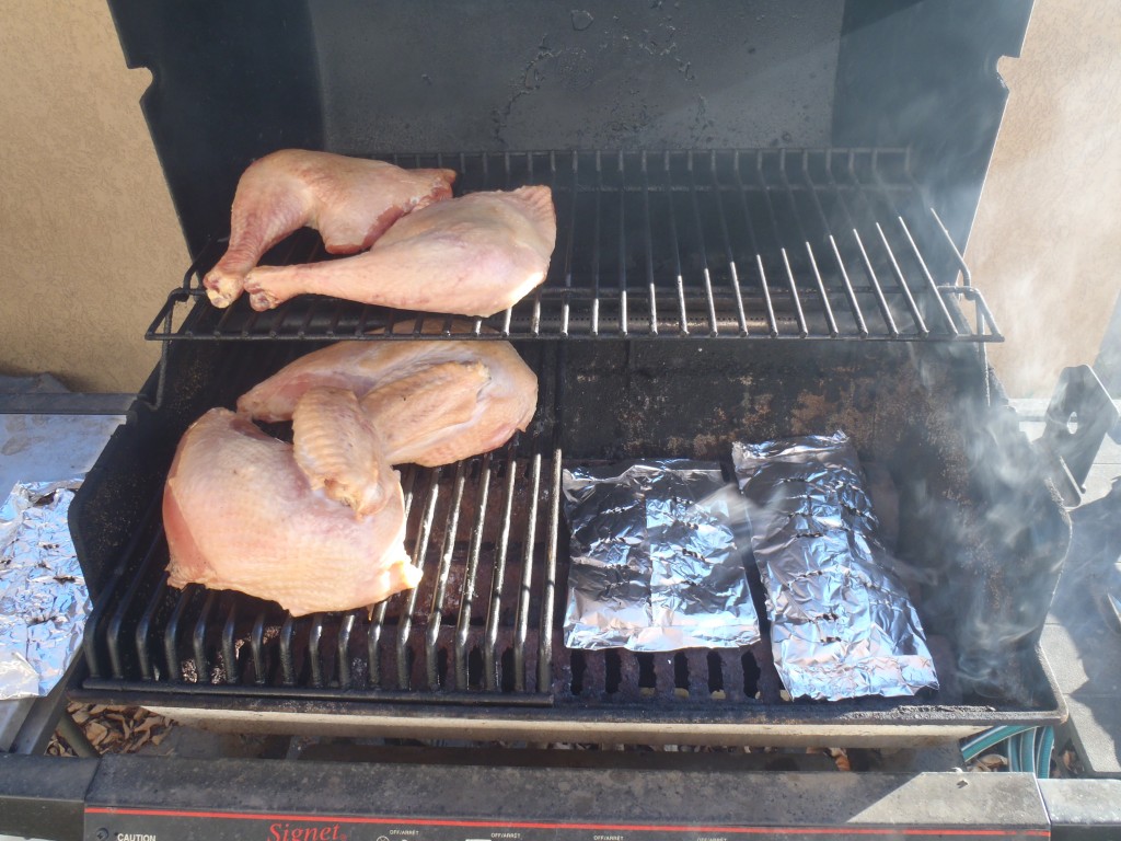 Turkey smoking on the barbecue