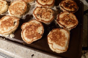 Frying pancakes in bacon fat