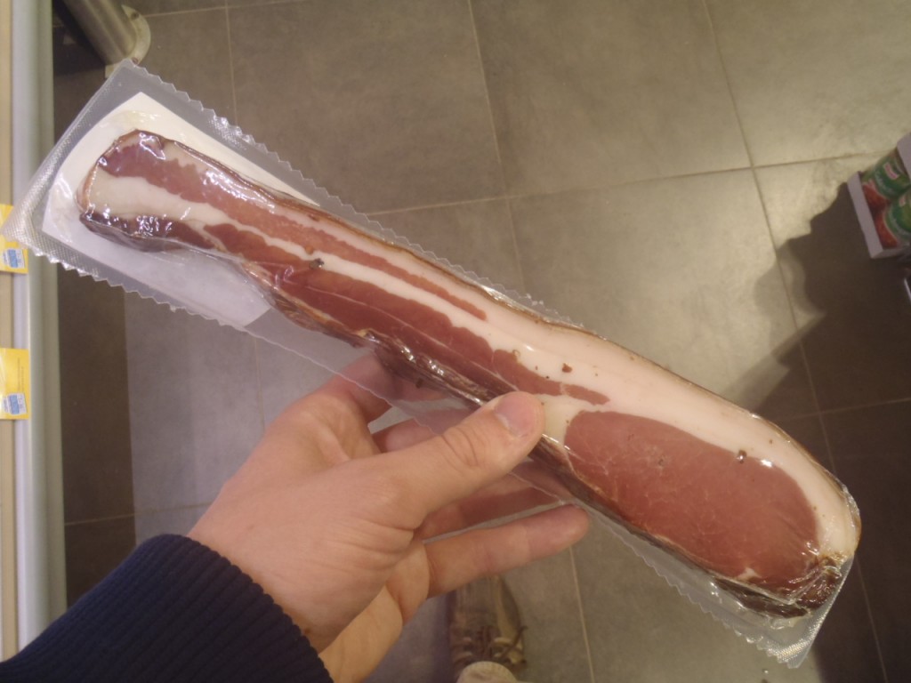Carinthian Farmer's Bacon in a grocery store in Austria