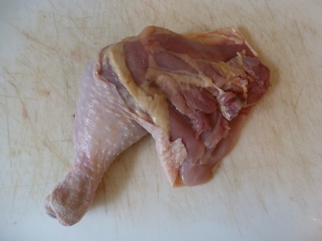 The inside side of the chicken leg