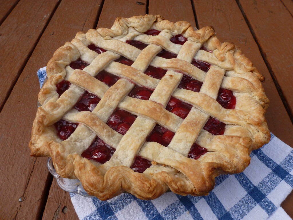 This is the best pie I ever made, a latticed Evans cherry pie