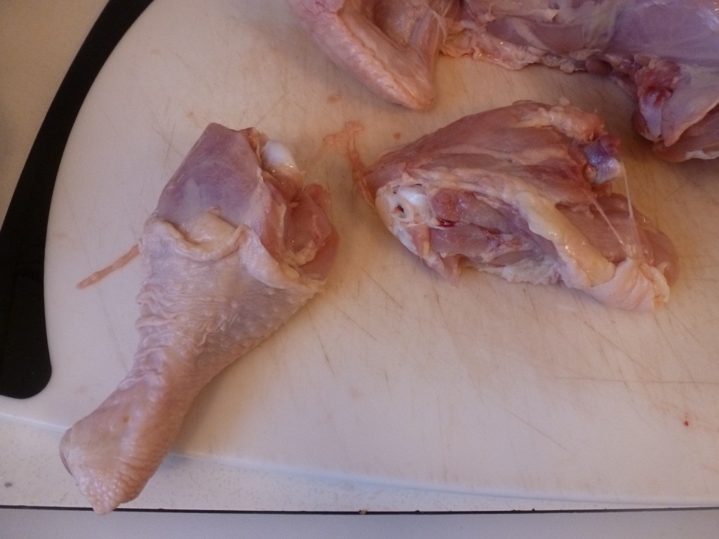 The drumstick and thigh, separated