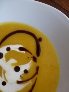 Pumpkin soup with cream and Styrian pumpkinseed oil