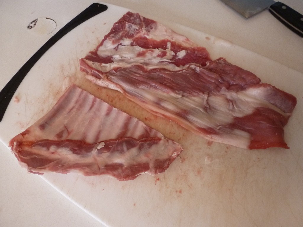 Lamb flank with the sheet of ribs removed