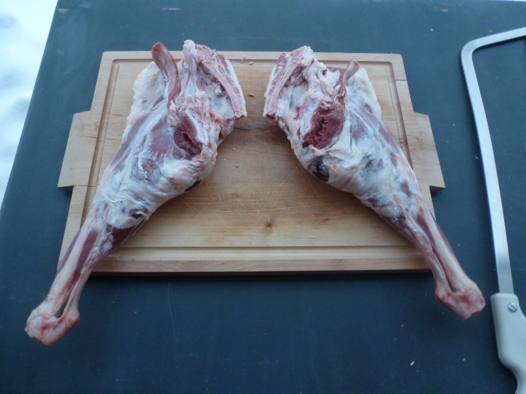 The two lamb legs, separated