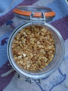 A jar of homemade granola