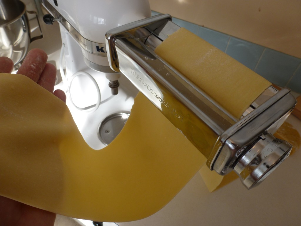 Thin, silky dough coming through the roller