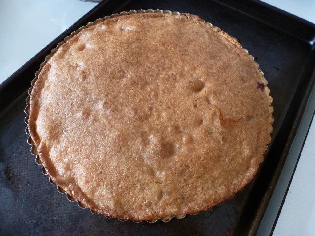 The rhubarb brown butter tart, fresh from the oven