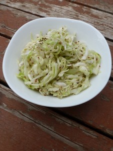 Coleslaw with honey mustard dressing and caraway.