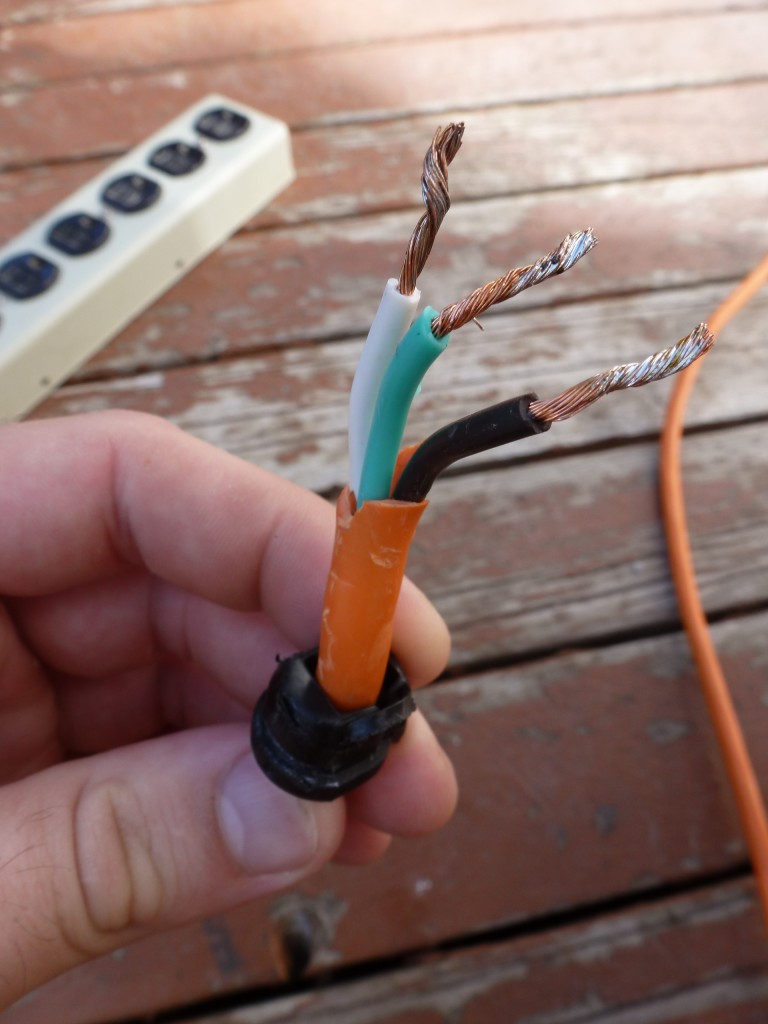 The stripped and soldered wires.