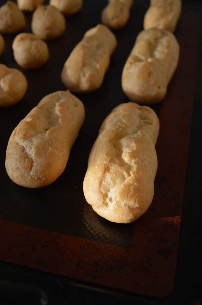 Baking choux pastry for éclairs