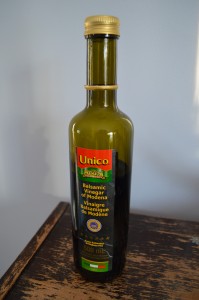A bottle of Unico Balsamic Vinegar of Modena