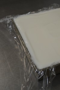 Homemade soap in a mold.