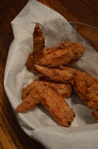 Chicken wings straight out the fryer.