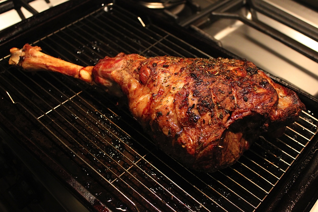 Lamb leg straight from the oven
