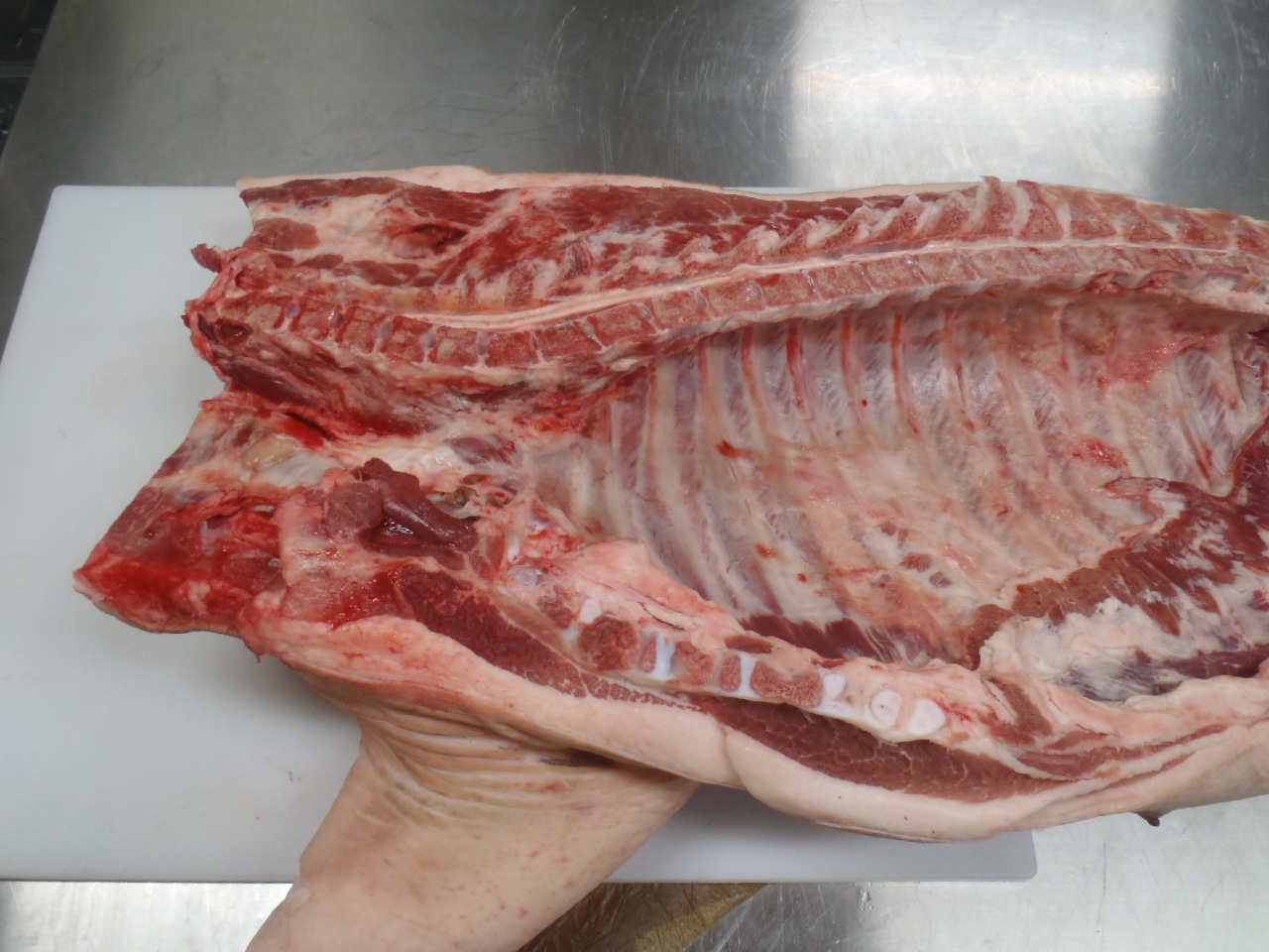 The front end of the side of pork