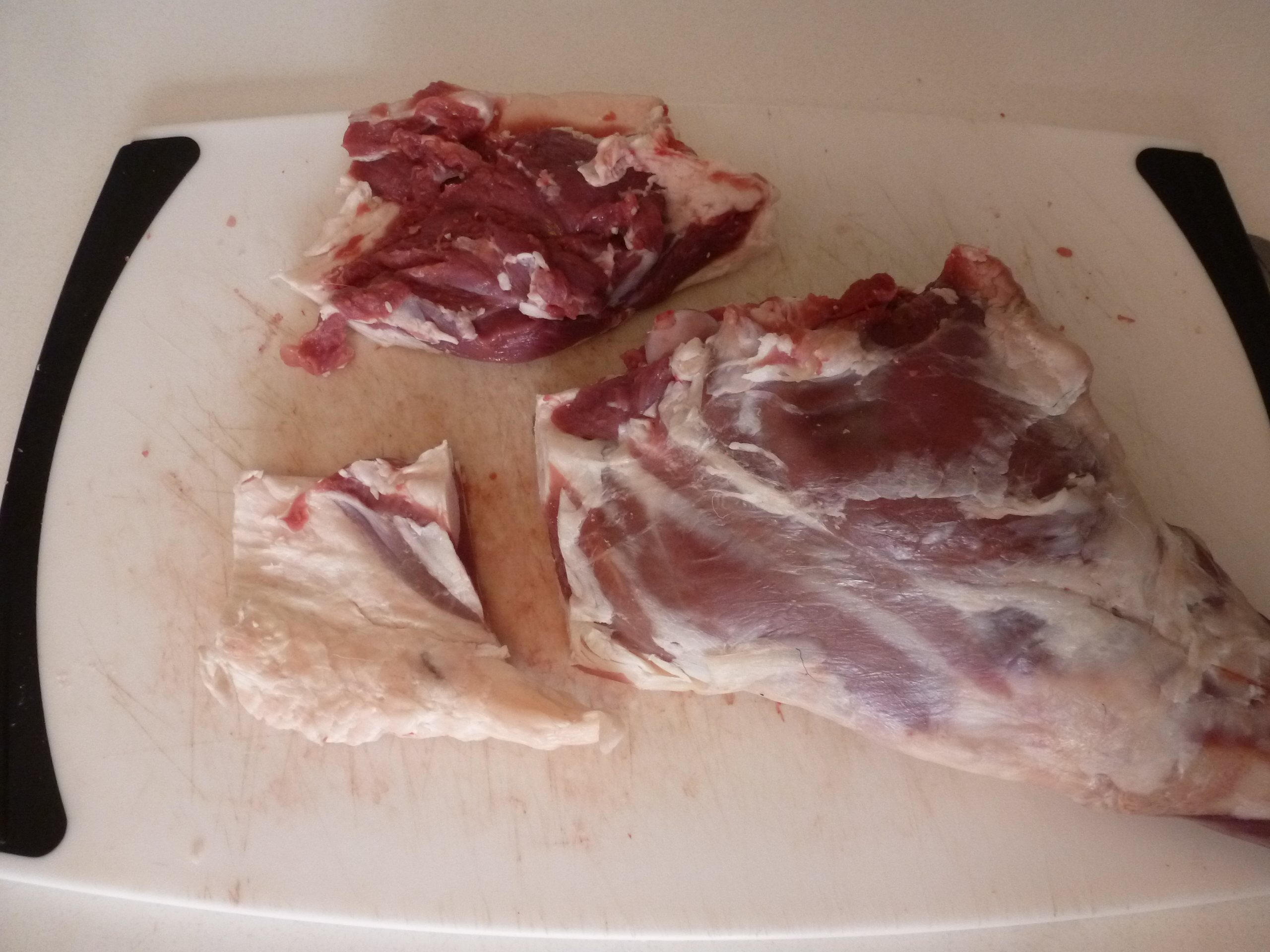 Removing the sirloin flap and some of the fatty tissue from the groin