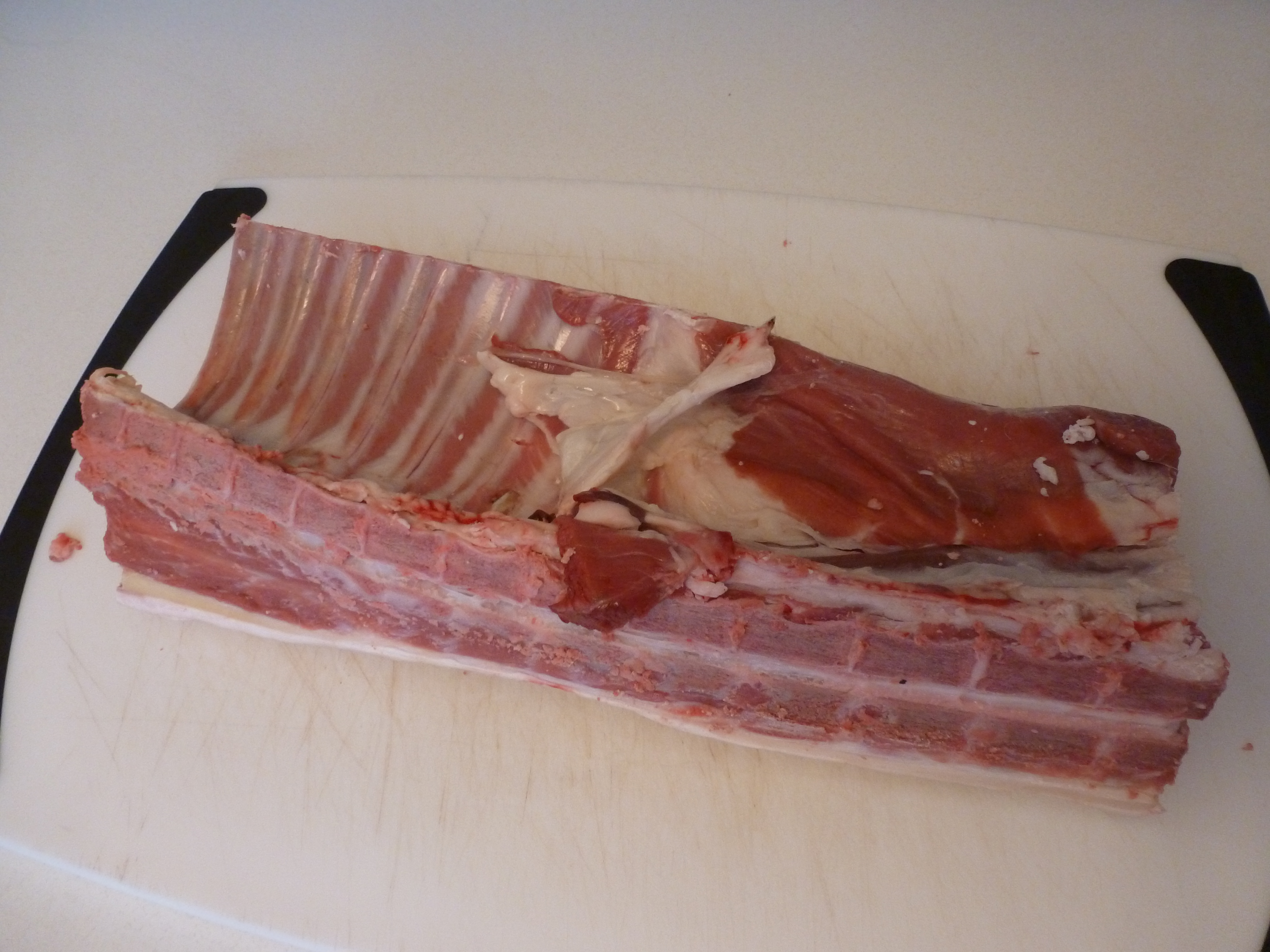 The underside of the whole lamb loin