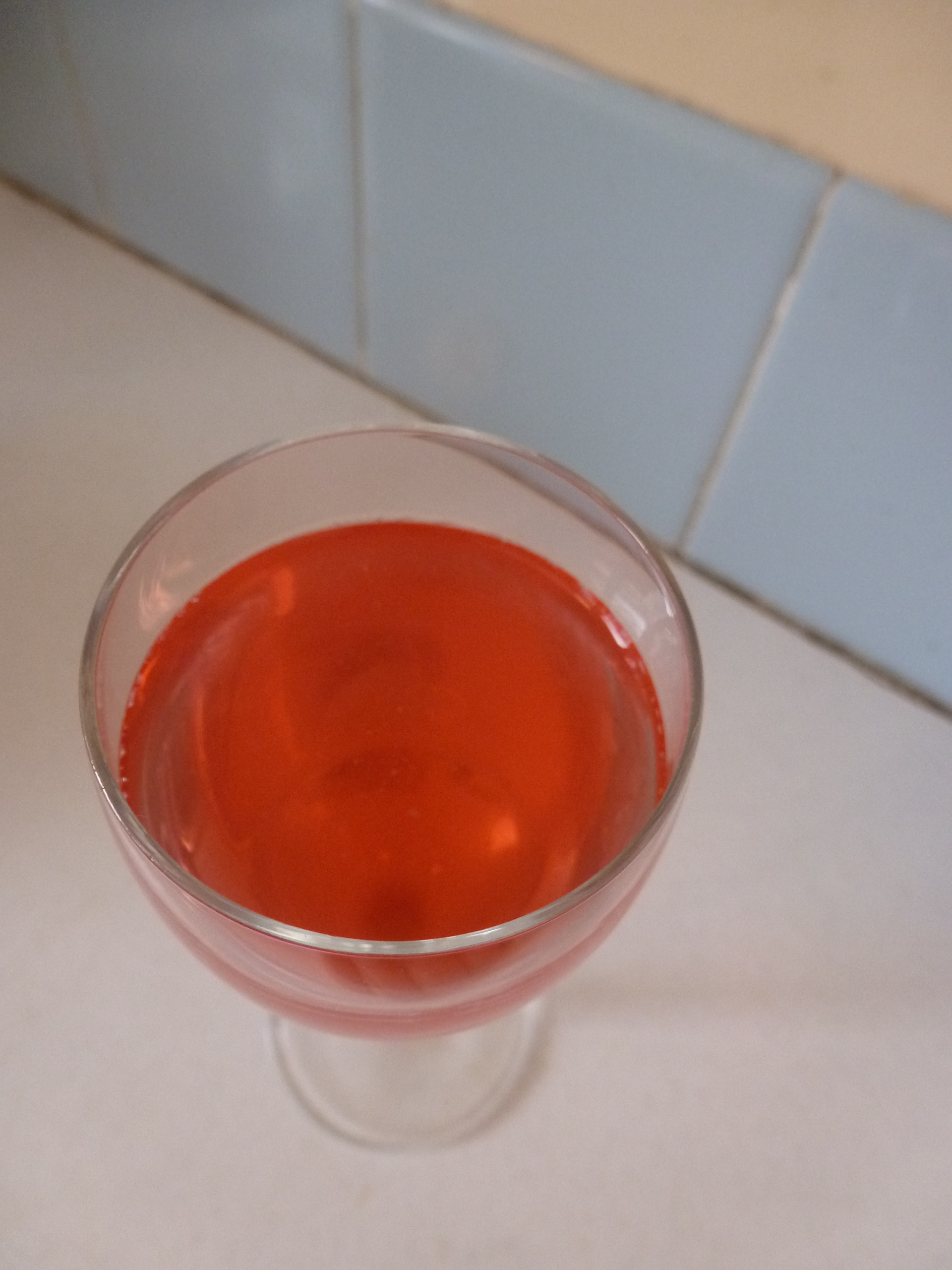 A glass of rhubarb water