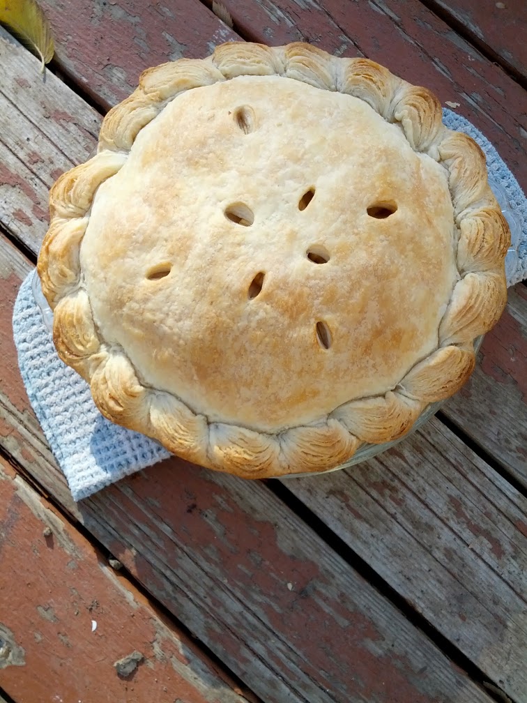 Apple pie, cooling on the deck