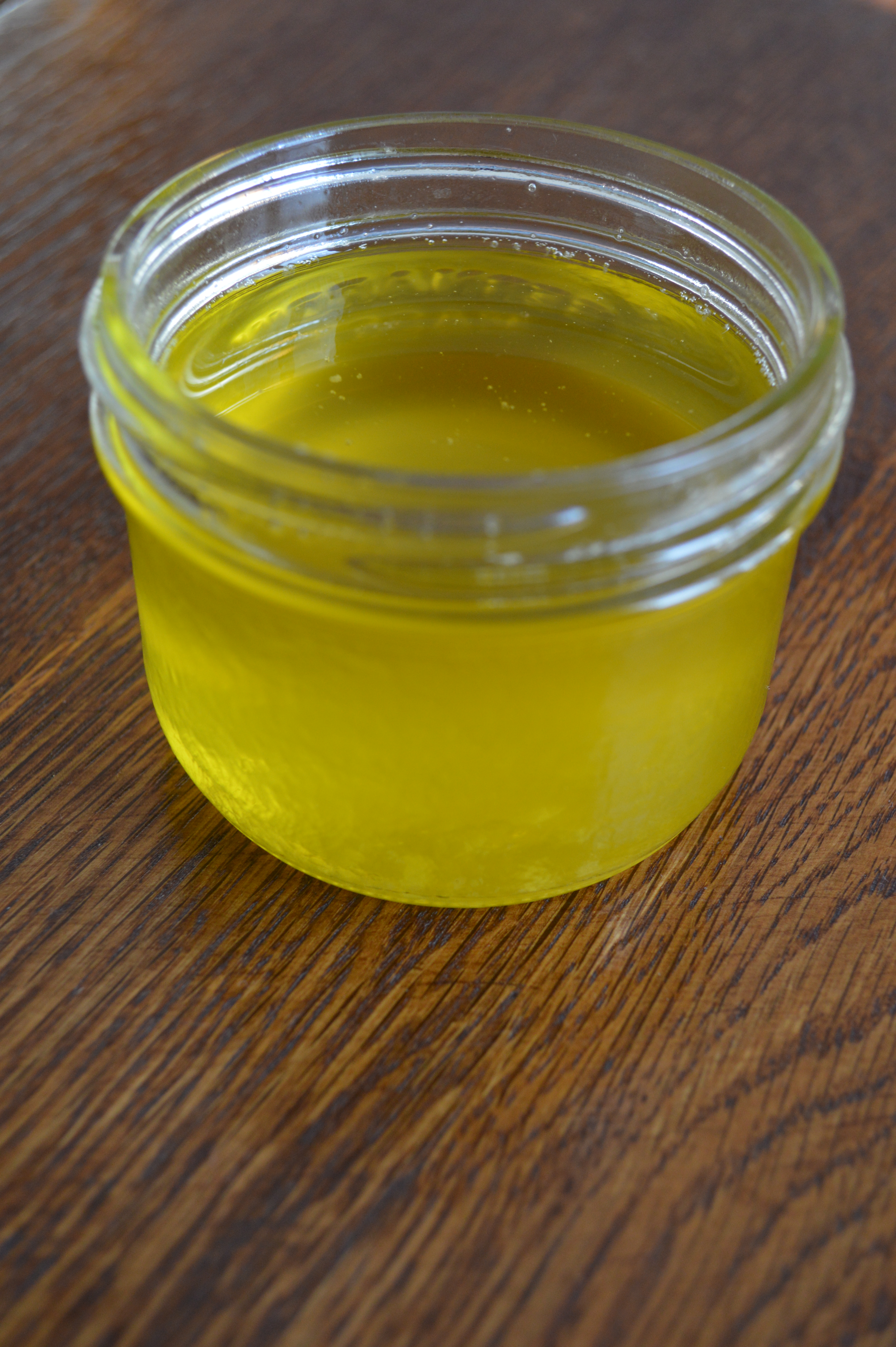 A jar of radiant, clarified butter.