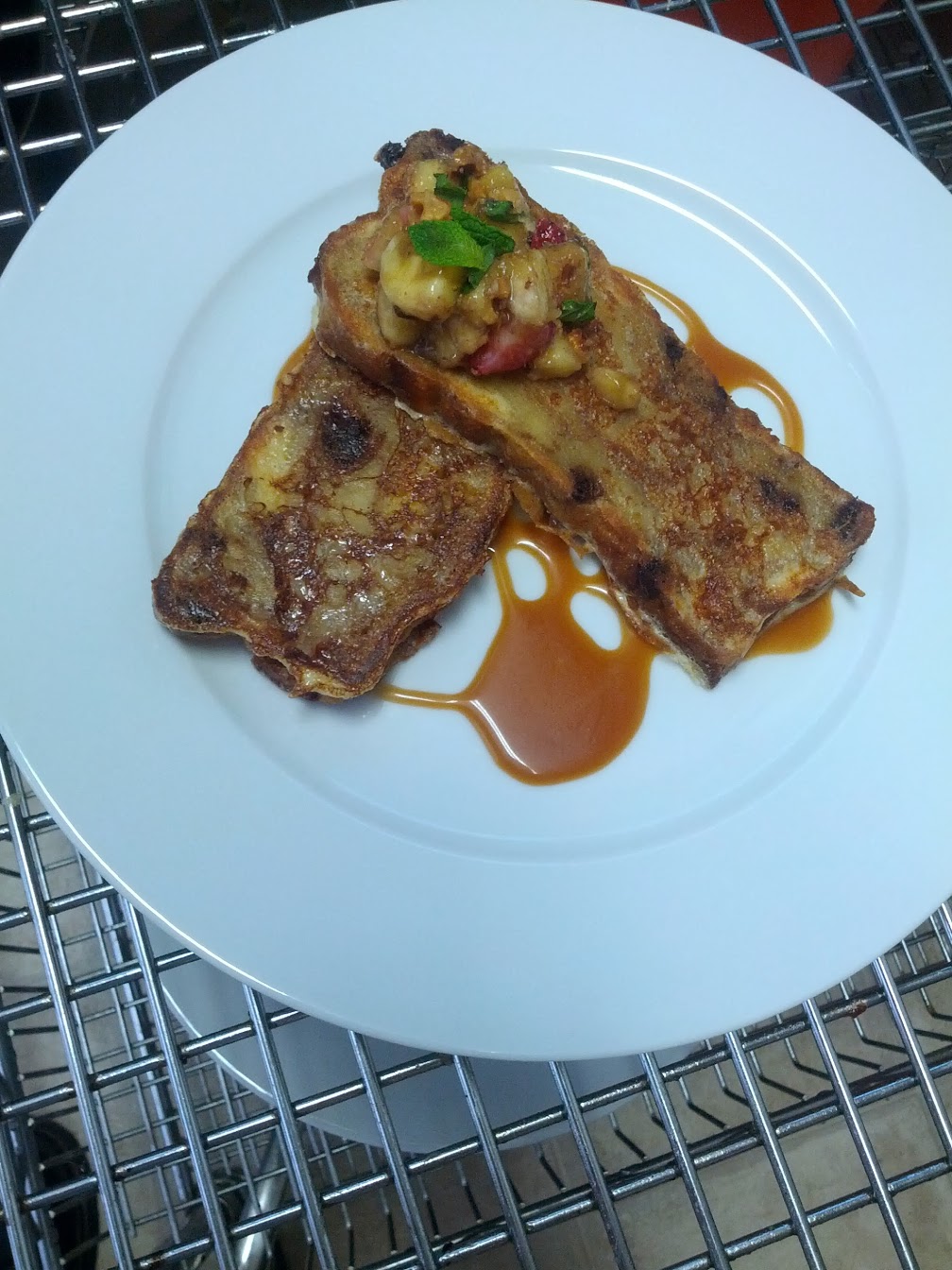 French toast with butterscotch sauce