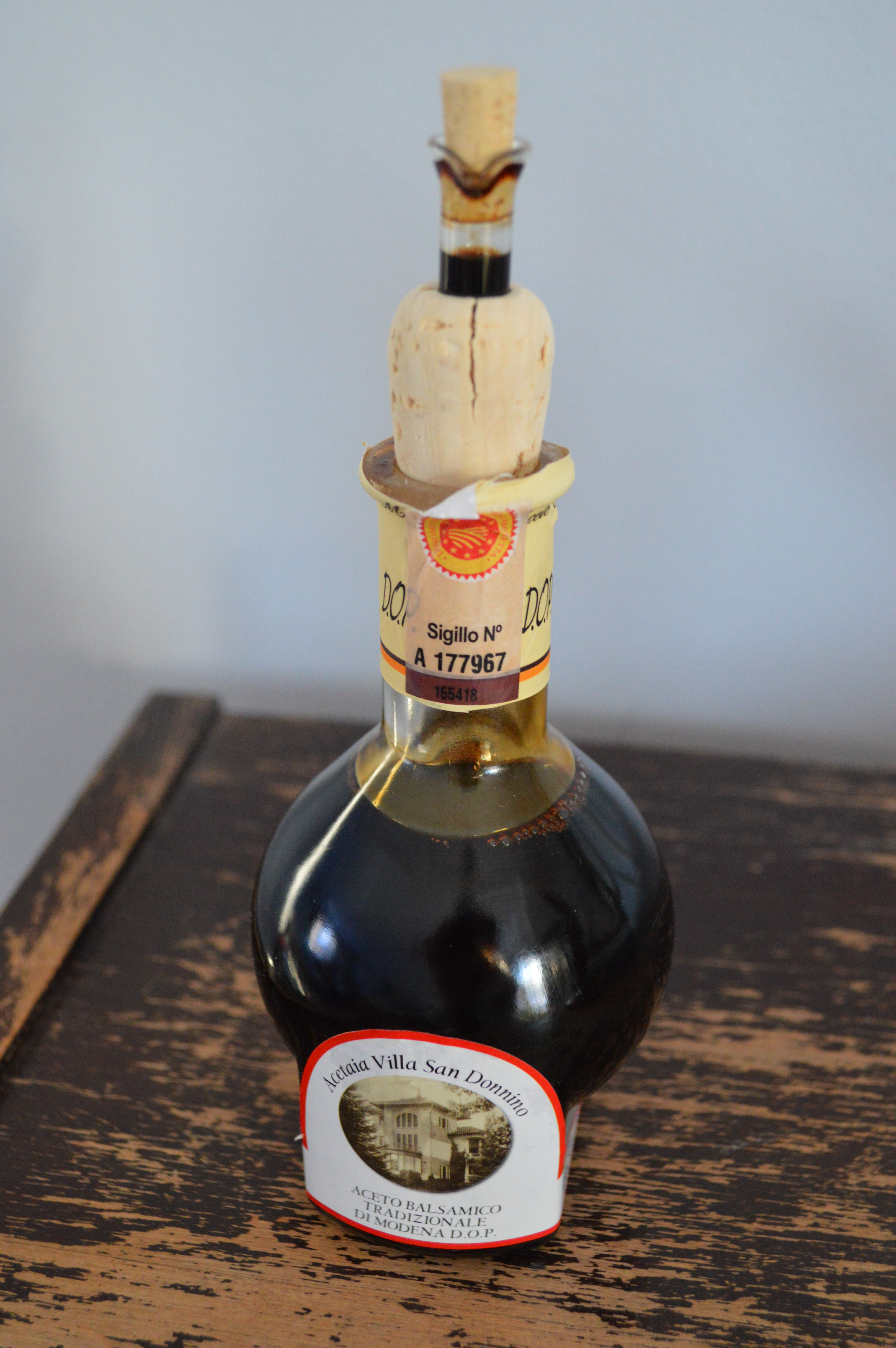 A bottle of San Donino Traditional Balsamic Vinegar of Modena