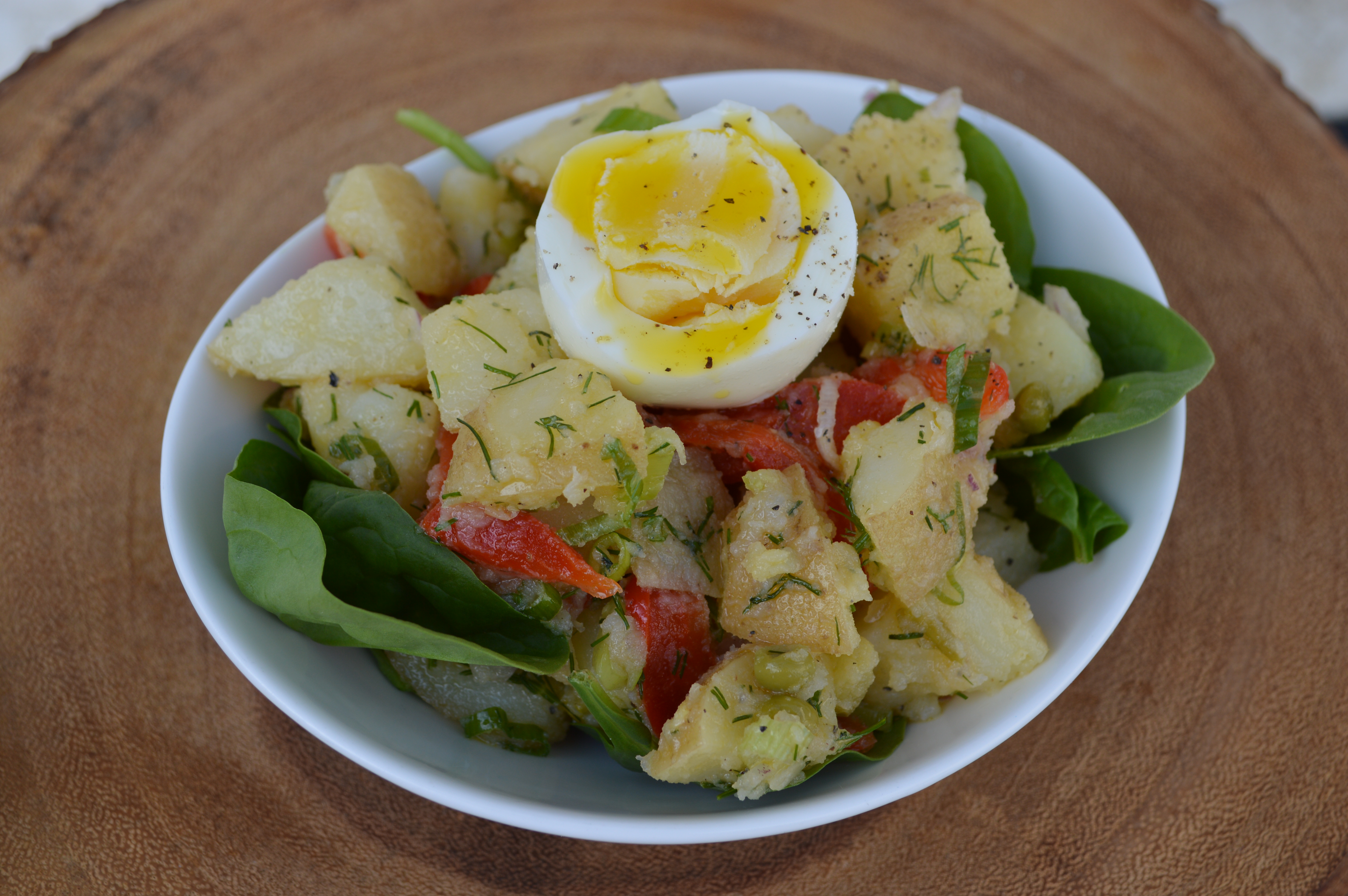 Potato salad with hard-cooked egg.