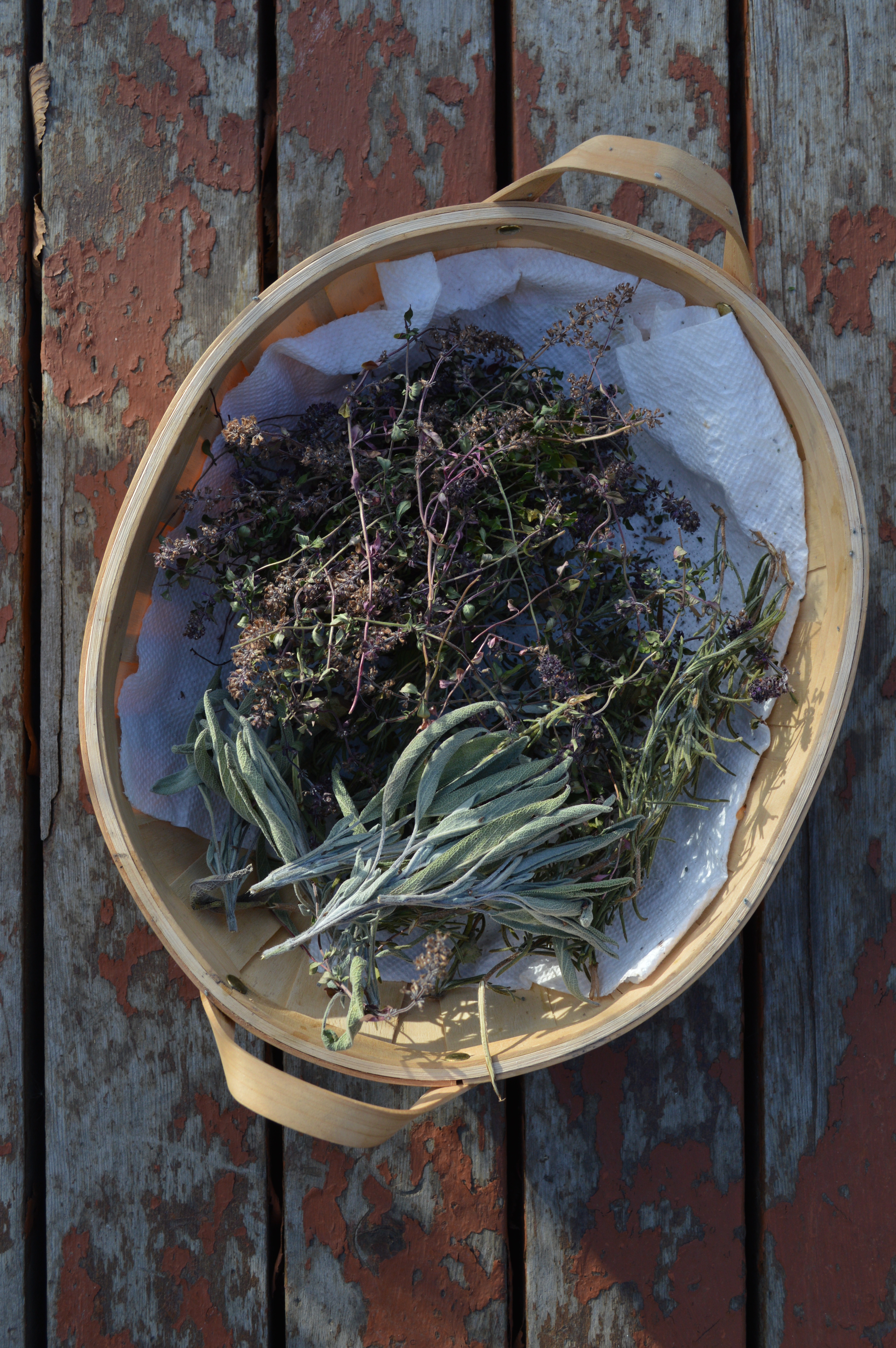 A basket of dried herbs