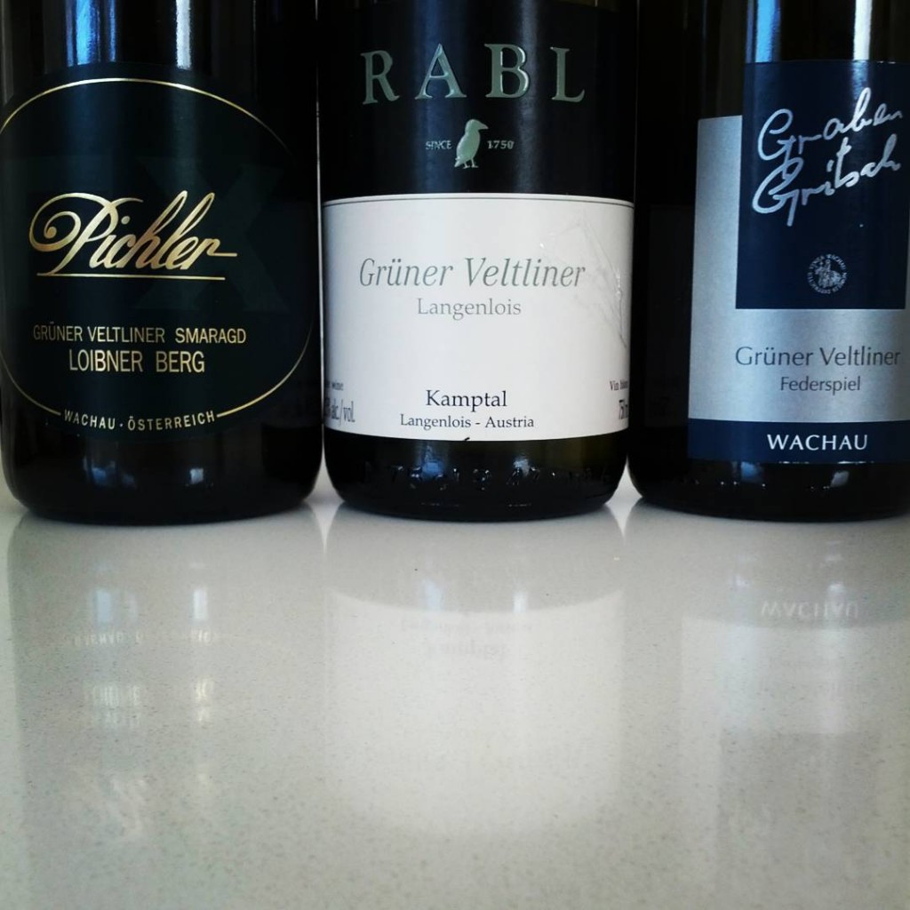Three examples of Grüner Veltliner available from wine shops here in Edmonton.